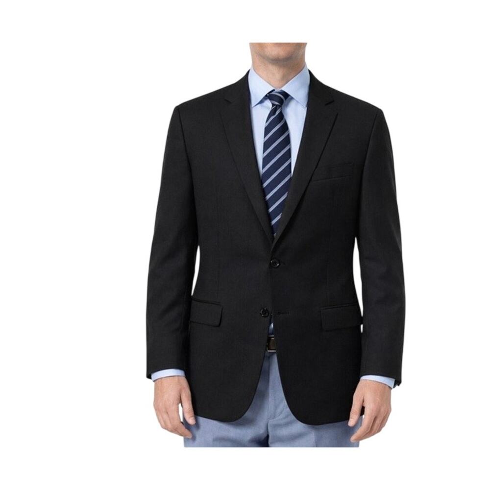 John Varvatos Delancy SB Blazer 40R Black Wool Single Needle Viscose Lined Sport
